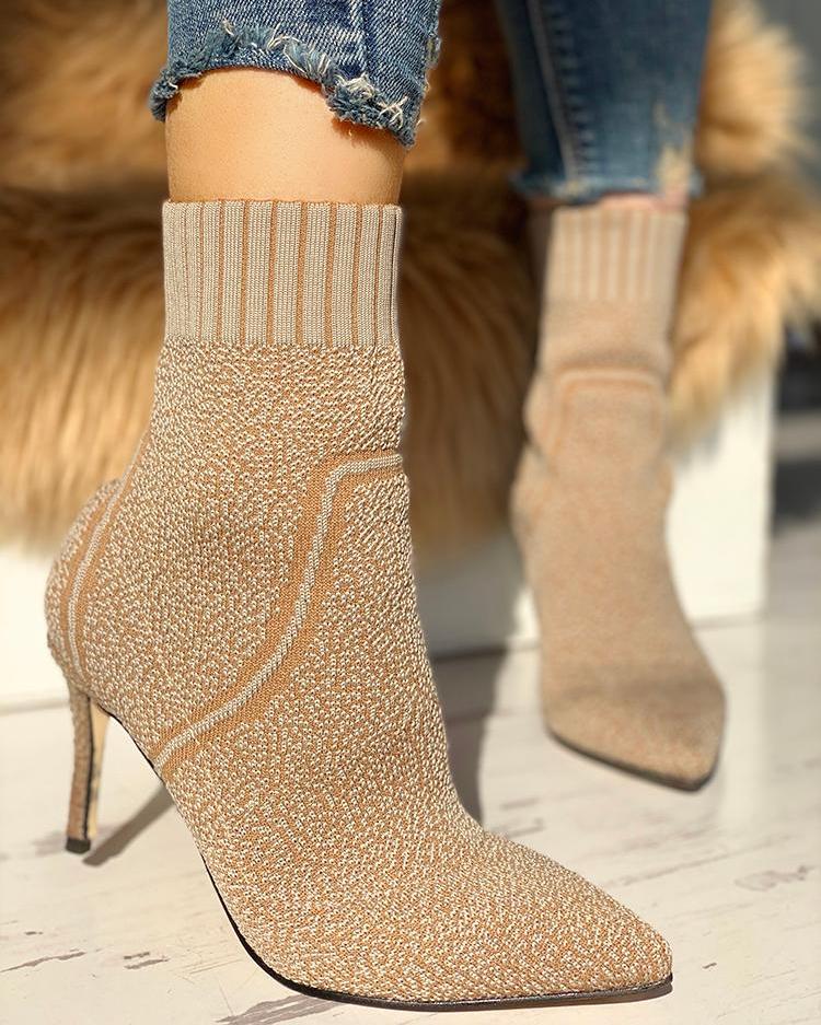 

Knitting Thin Heeled Sock Boots, Apricot