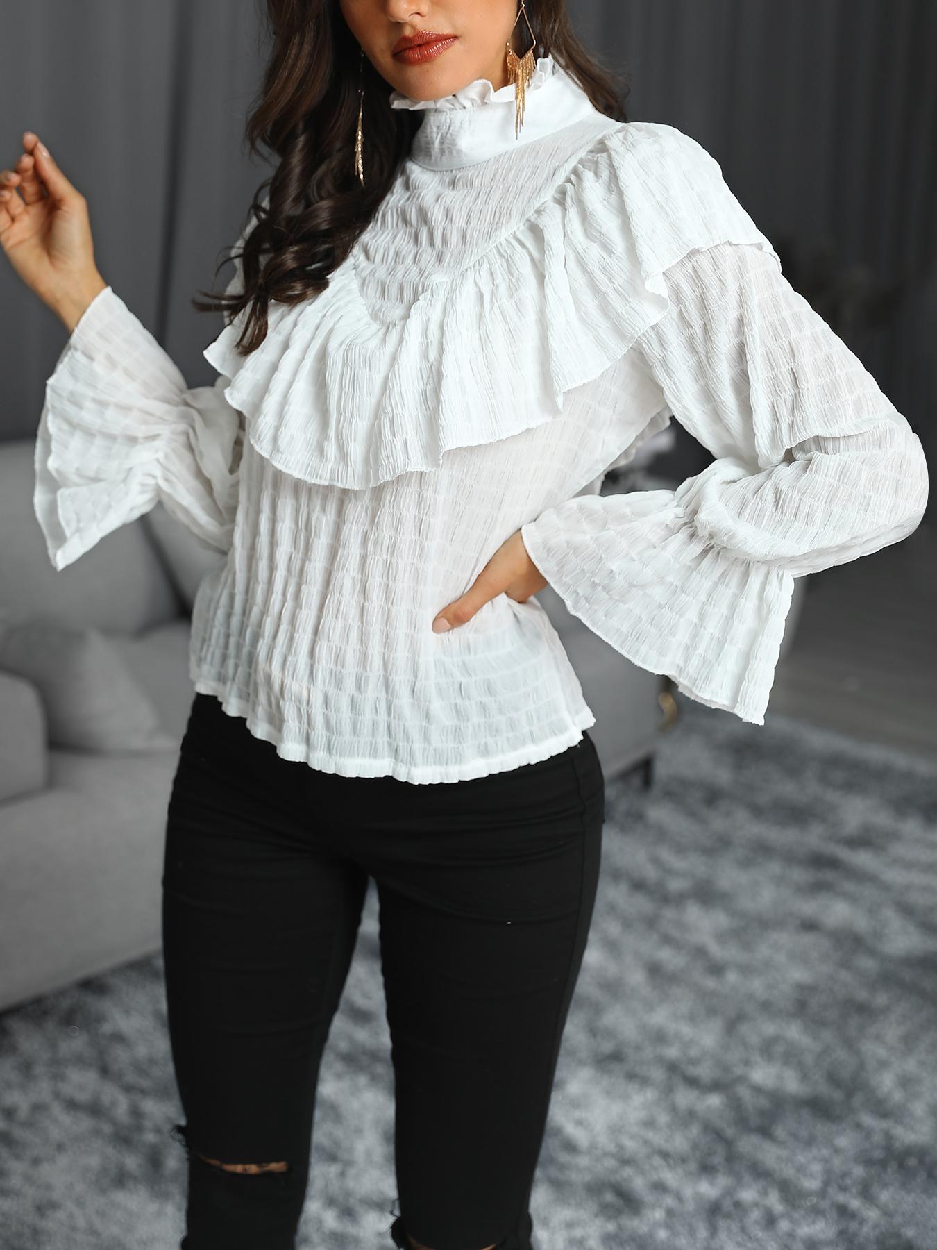 

Bell Sleeve Ruffles Design Blouse