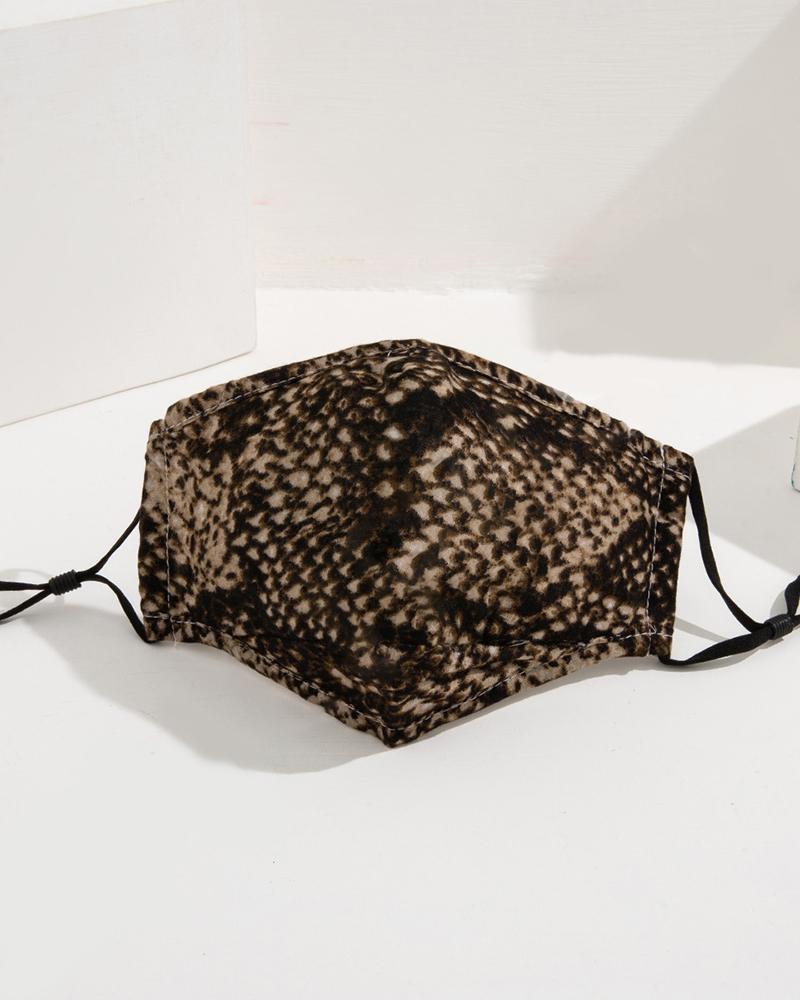 

Snakeskin Print Breathable Face Mask, Brown