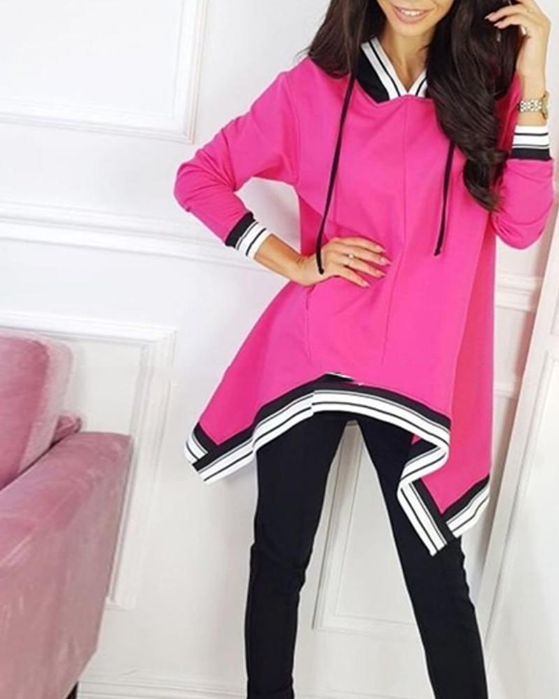 

Drape Front Drawstriing Top, Hot pink