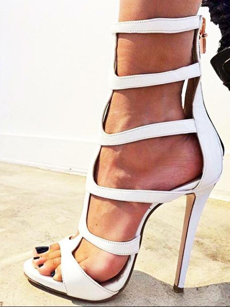 

Sexy Strappy Gladiator Wedding Sandals High Heel Stiletto Shoes, White