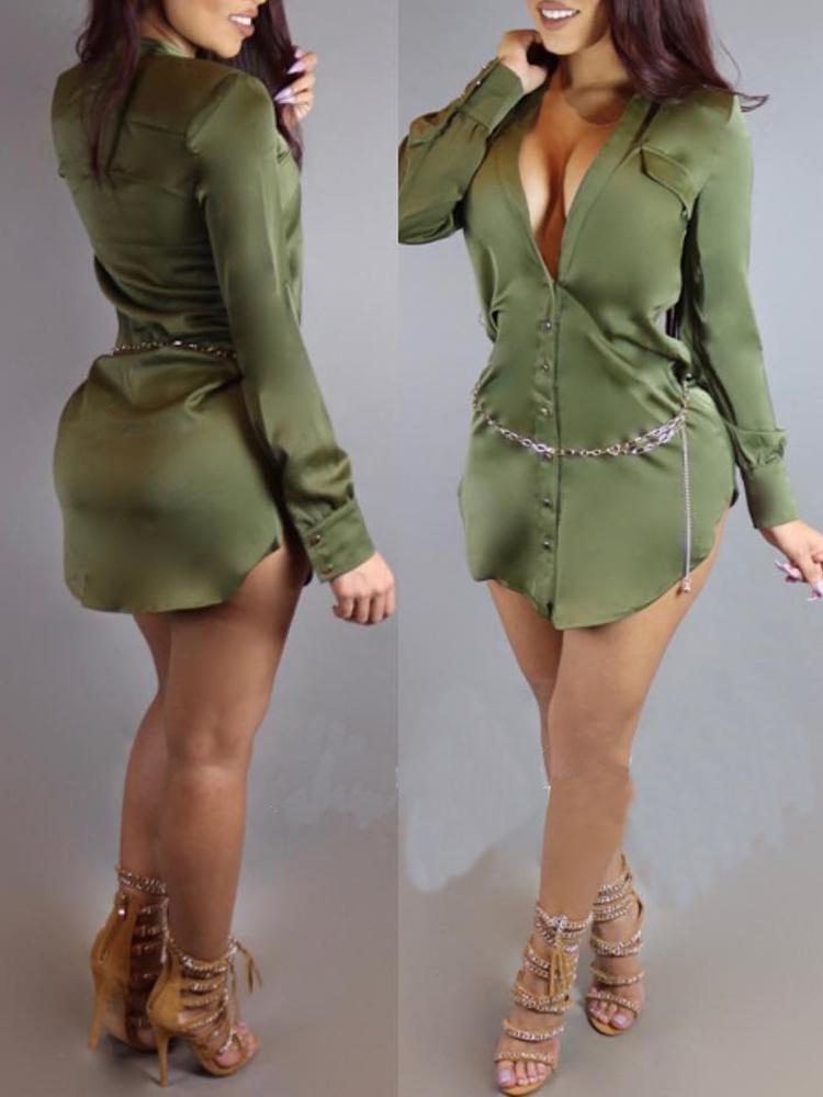 

Women' Sexy Satin Casual Blouse, Wine red;army green