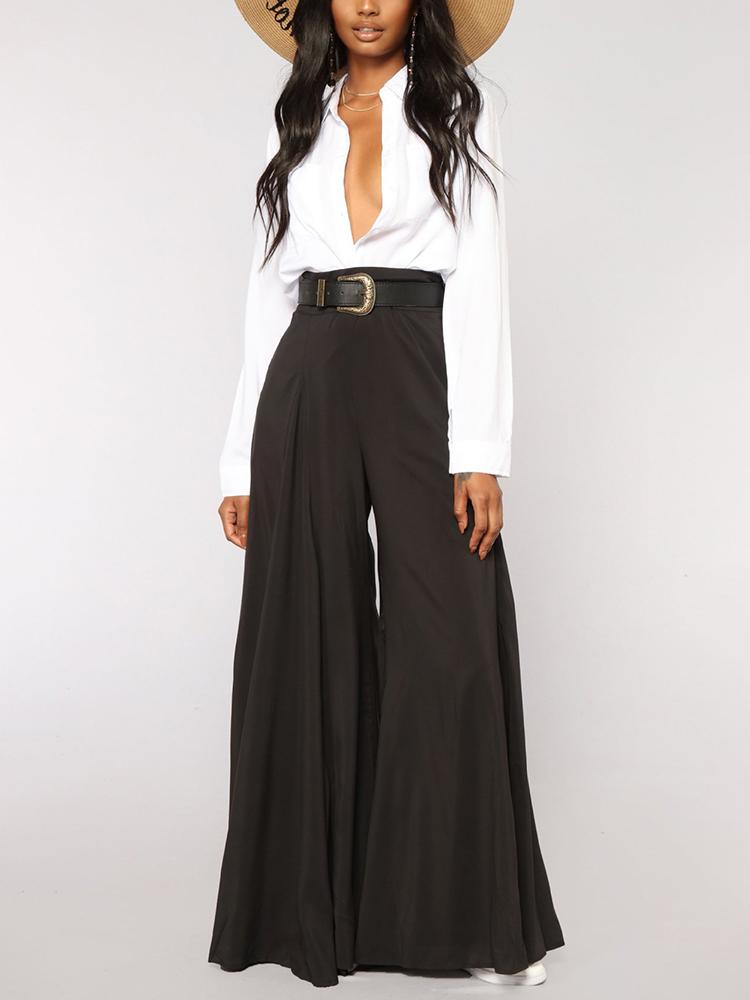 

Solid High Waist Wide Leg Pants