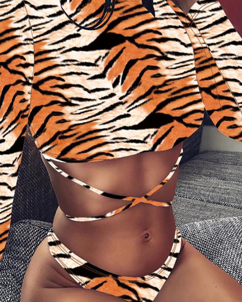 

Leopard Tiger Bikini 3-Piece Set, Yellow