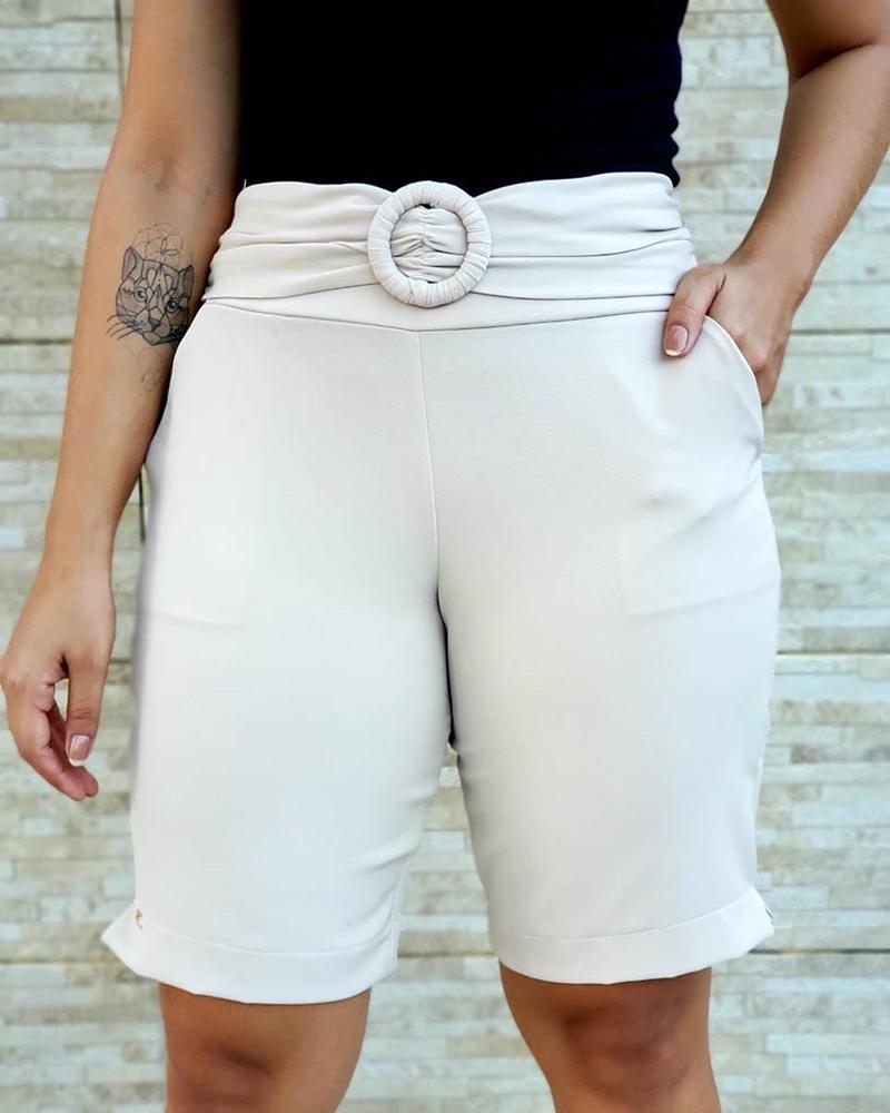 

High Waist Ruched Waist Above Knee Pant