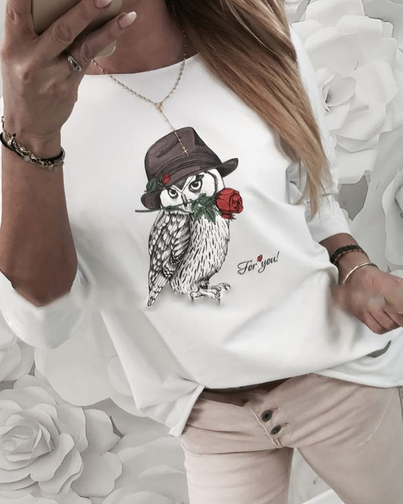 

Figure Print Long Sleeve Casual T-Shirt