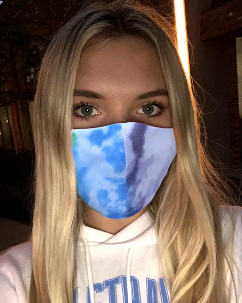 

Tie Dye Leopard Print Breathable Mouth Mask Washable And Reusable, Blue