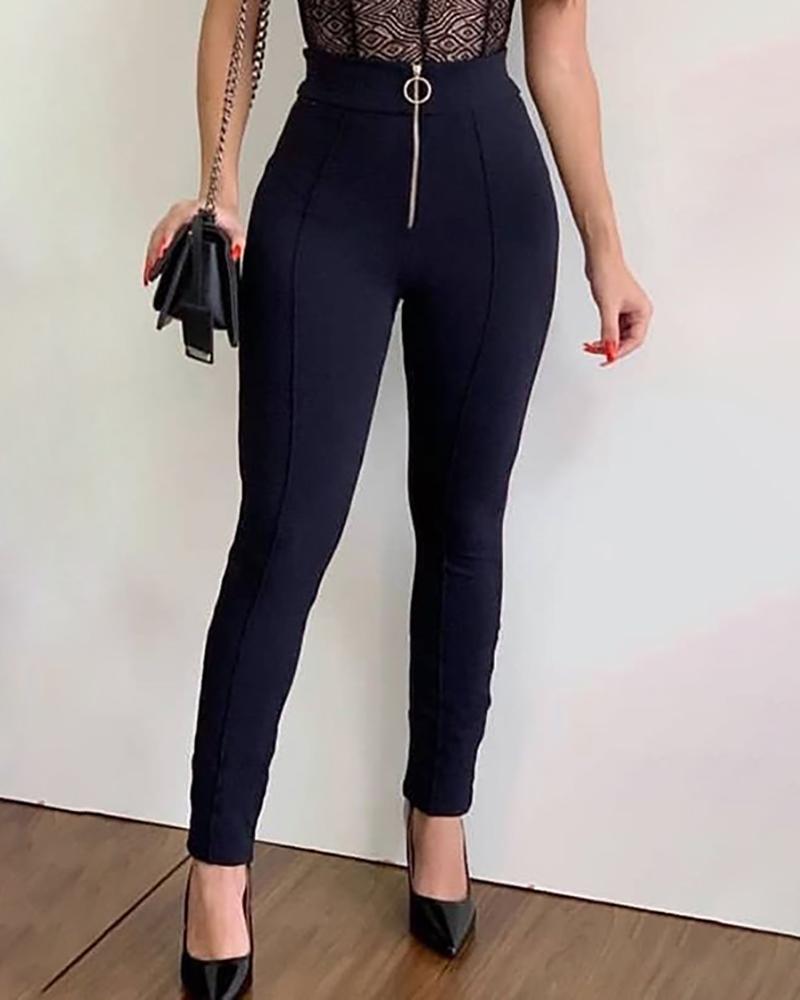 

High Waist Zipper Design Pants