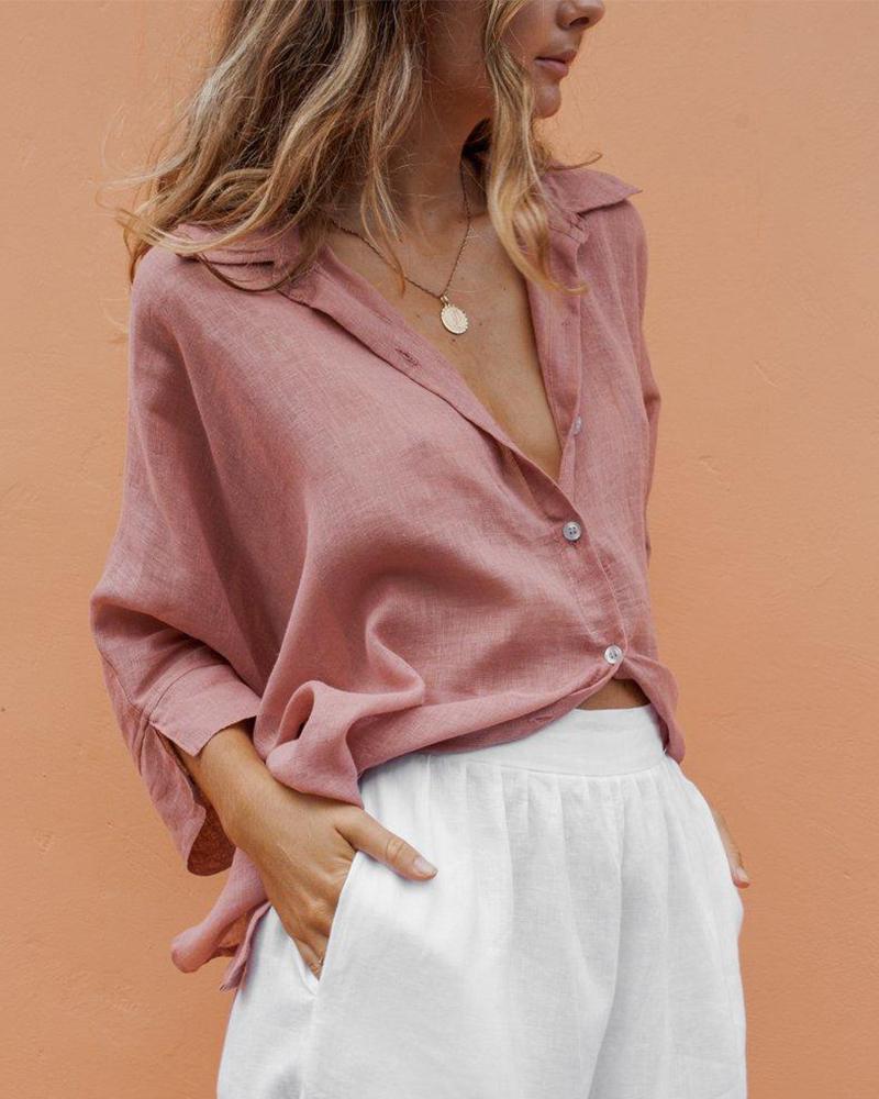 

Long Sleeve Button-Up Shirt, Pink