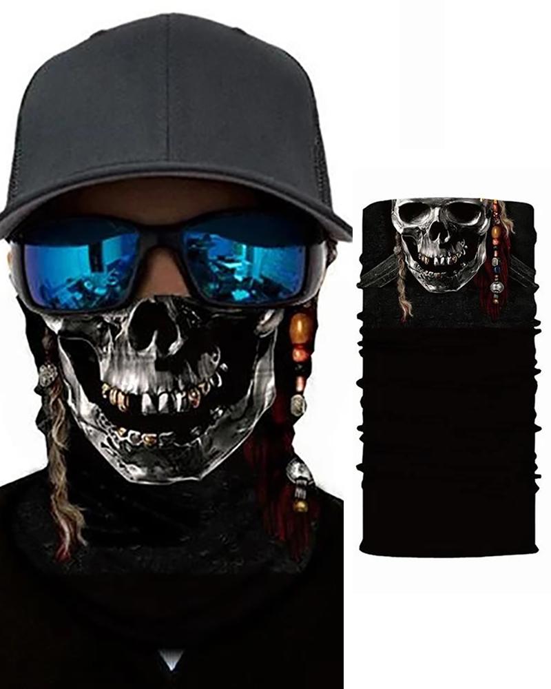

Skull Print Breathable Face Bandana Magic Scarf Headwrap Balaclava, Dark grey