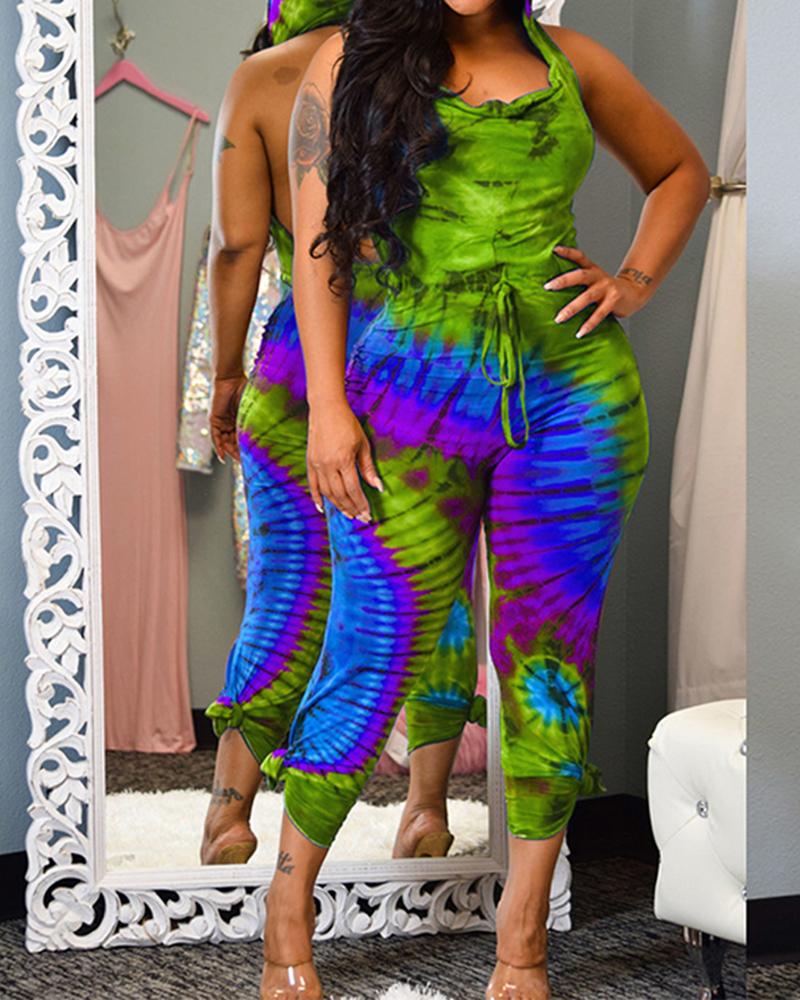 

Print Sleeveless Jumpsuit, Green