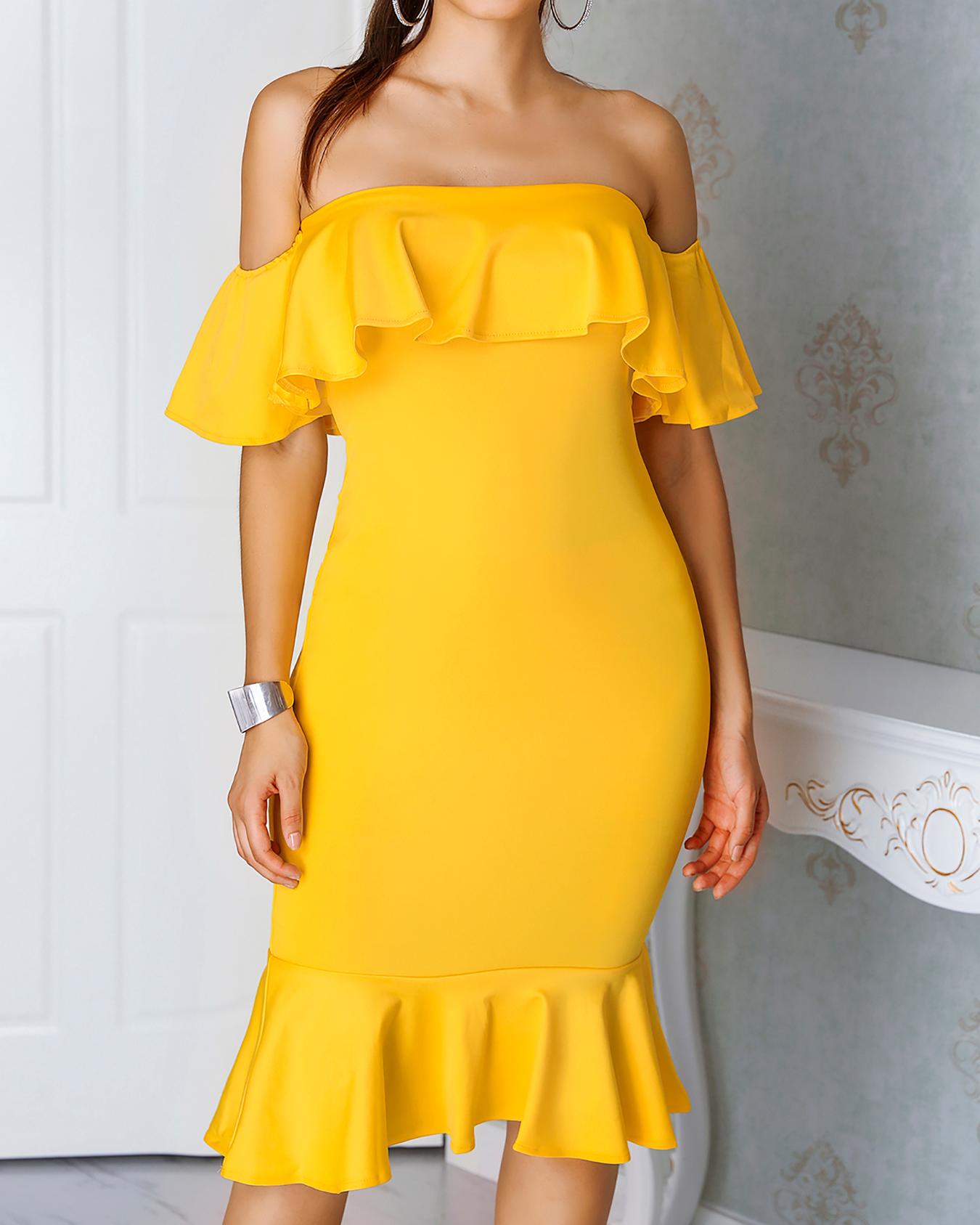 

Sexy Flared Off Shoulder Bodycon Dress, Red