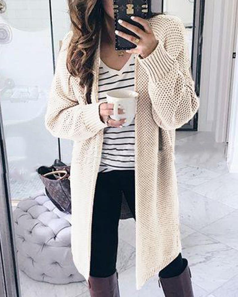 

Long Sleeve Criss-Cross Knit Cardigan, Beige