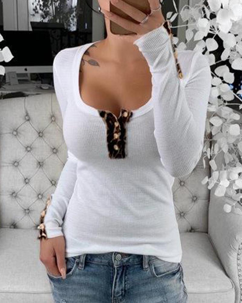 

Square Neck Button Front Rib Top, Pink
