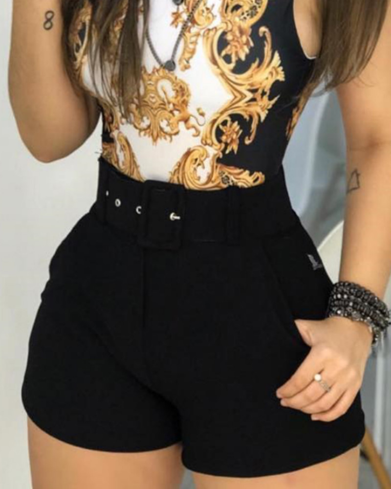 

High Waist Pocket Design Casual Shorts
