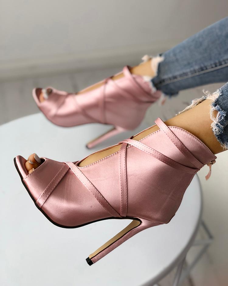 

Fashion Peep Toe Bandage Pumps, Nude