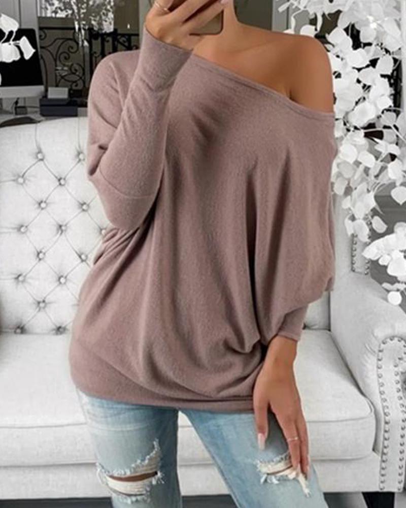 

One Shoulder Solid Casual Top