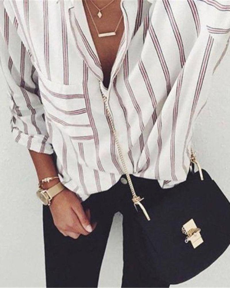 

Striped Pocket Button Up Shirt