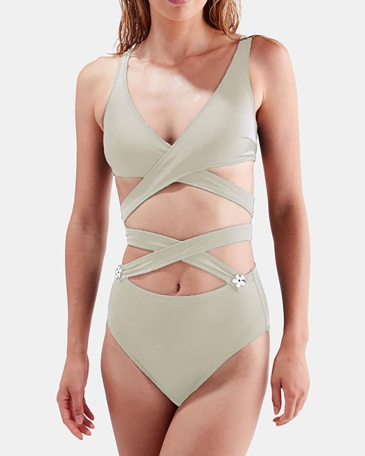 

Crisscross Bandage One Piece Swimwear