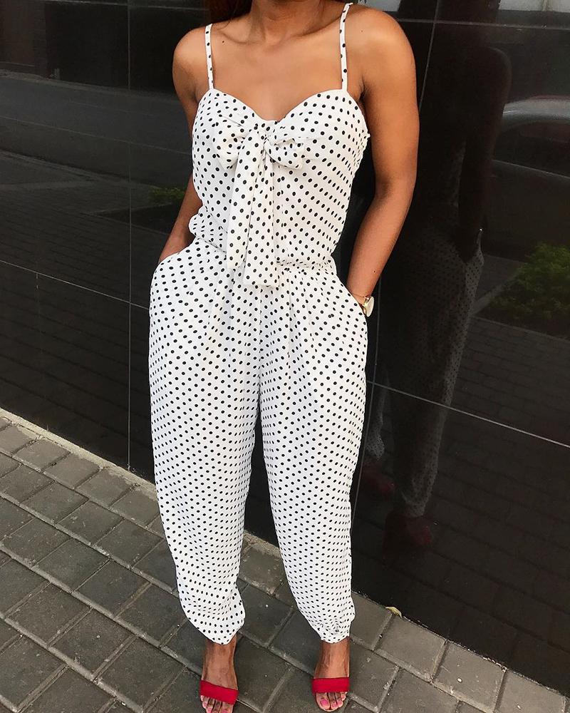 

Dot Print Spaghetti Strap Casual Jumpsuits