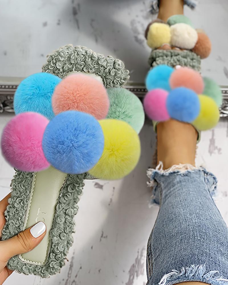 

Colorful Venonat Design Fluffy Casual Flat Sandals