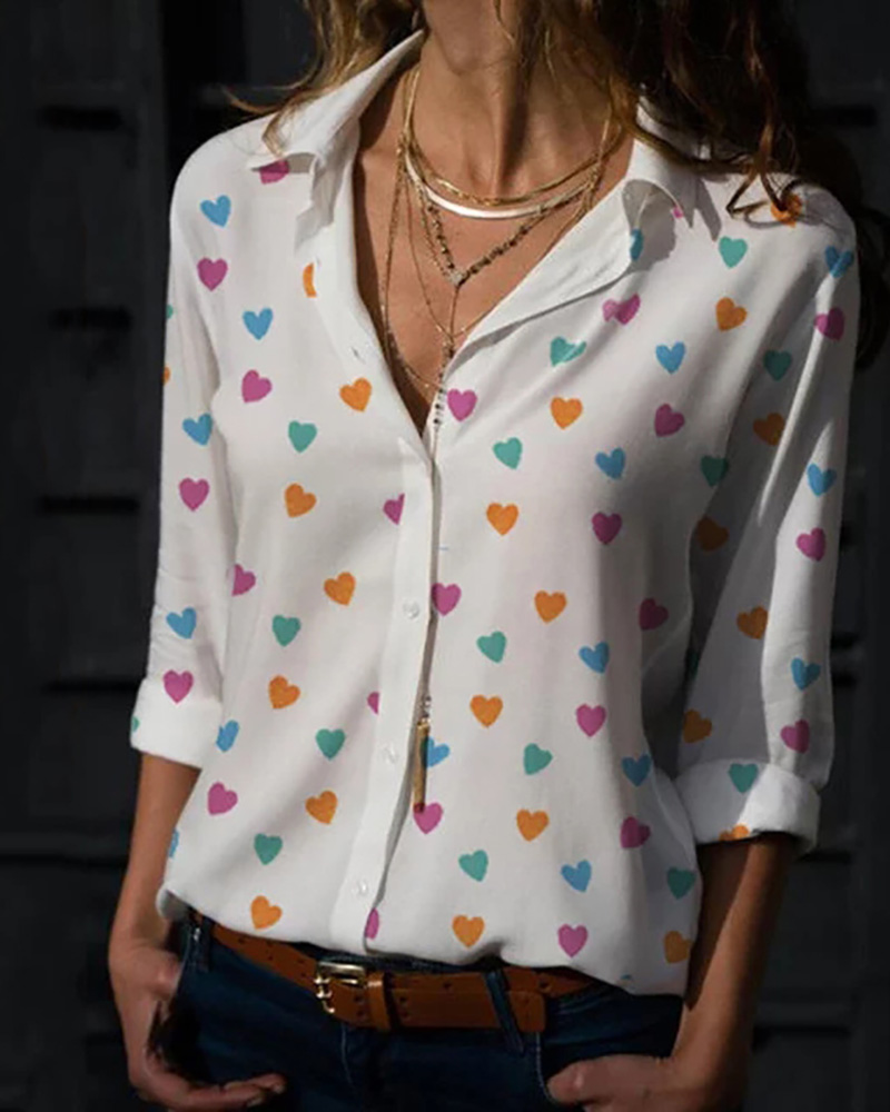 

Love Print Long Sleeve Shirt, White
