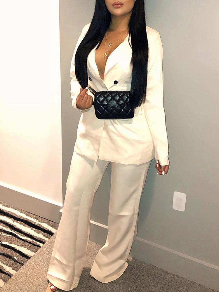 

Button Up Blazer & Wide Leg Pants Set