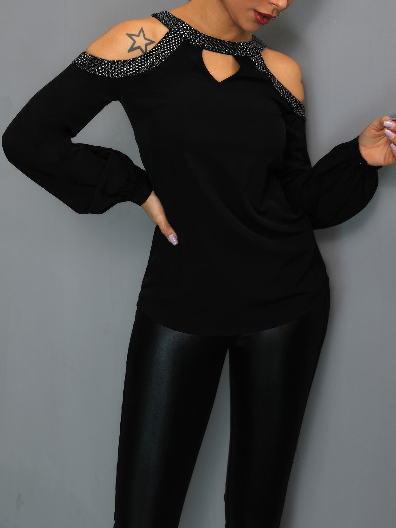 

Cold Shoulder Studded Detail Blouse