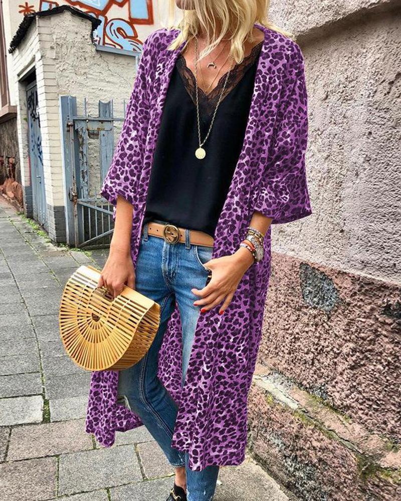 

Over-the-Knee Leopard Cardigan, Purple
