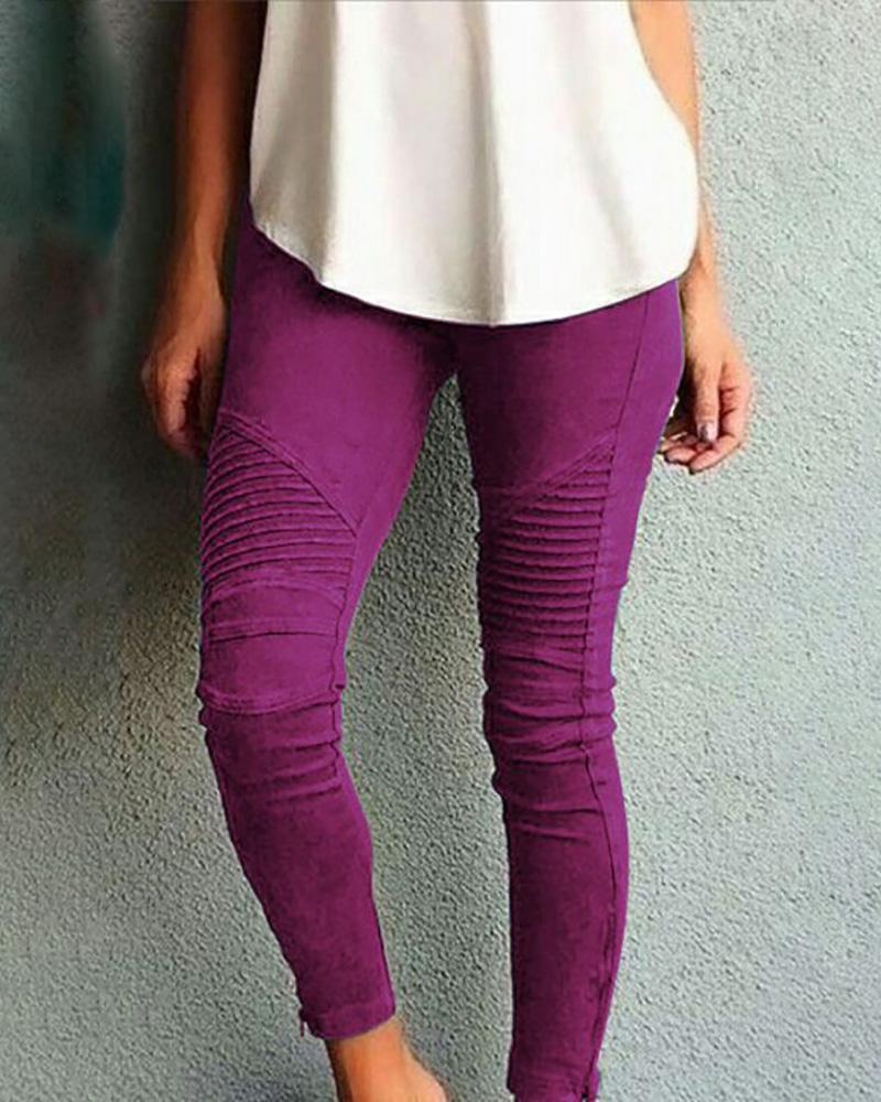 

Stretchy Pleated Ankle Zipper Pants