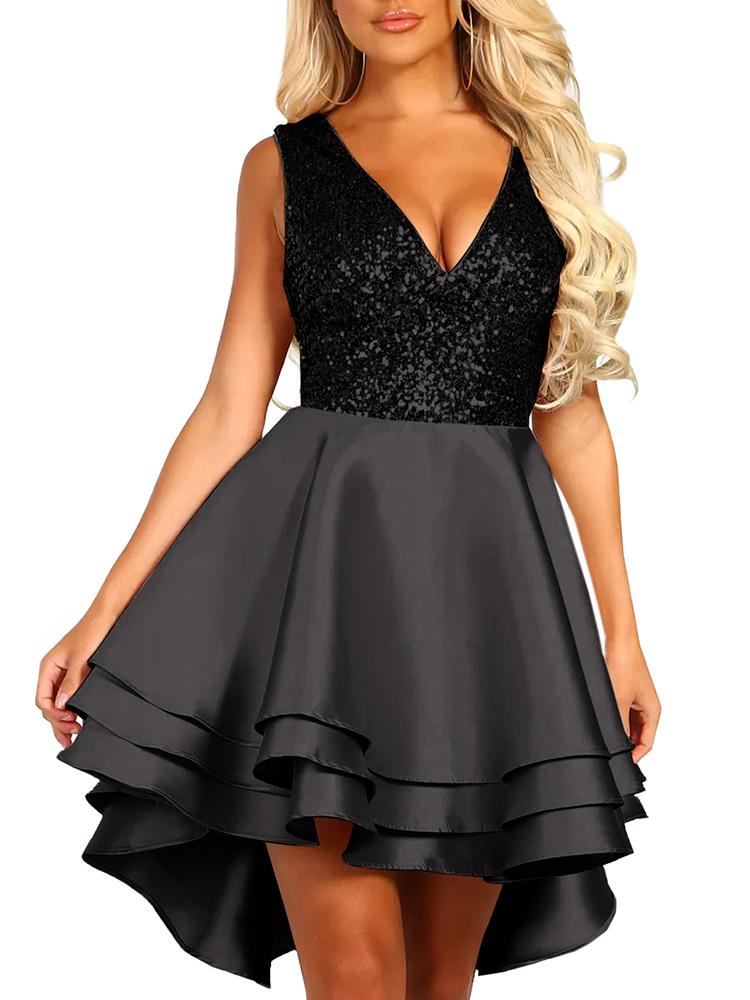 

Layered Ruffles Sequin Party Dress