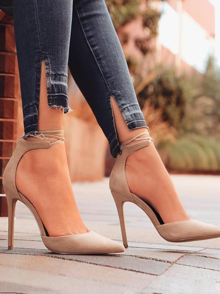 

Ankle Strap Crisscross Stiletto Pumps