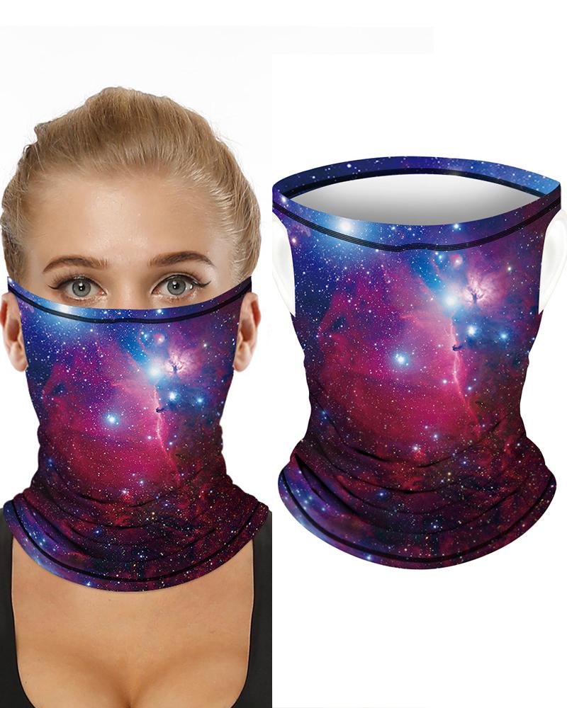 

Print Breathable Ear Loop Face Bandana Headwrap, Purple