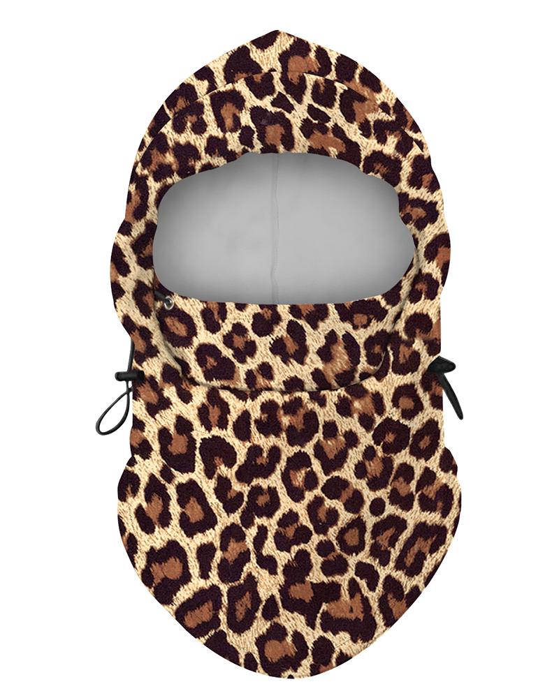 

Cheetah Print Polar Fleece Hood Adjustable Face Bandana, Leopard