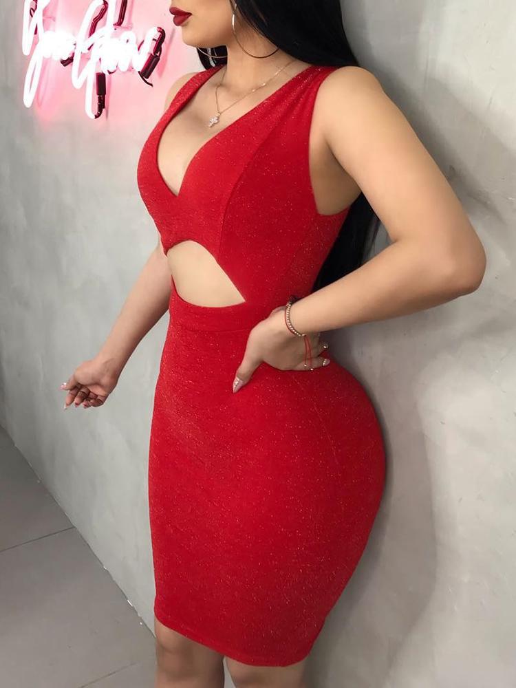 

Cutout Front V-Neck Bodycon Dress