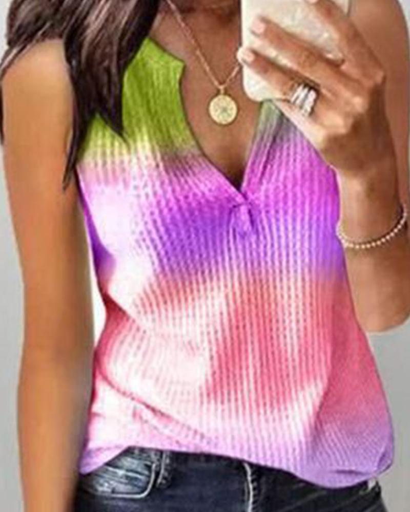 

Flax Gradient Tie Dye Sleeveless Tank, Green