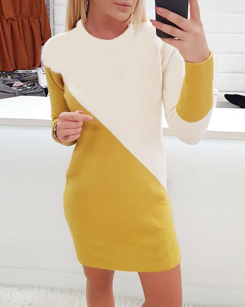 

Two Tone Cut And Sew Sweater Dress, White