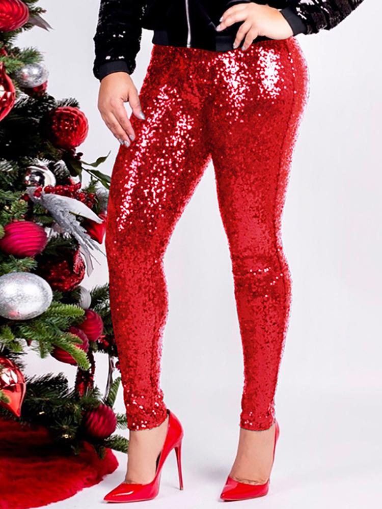 

High Waist Skinny Sequin Pants