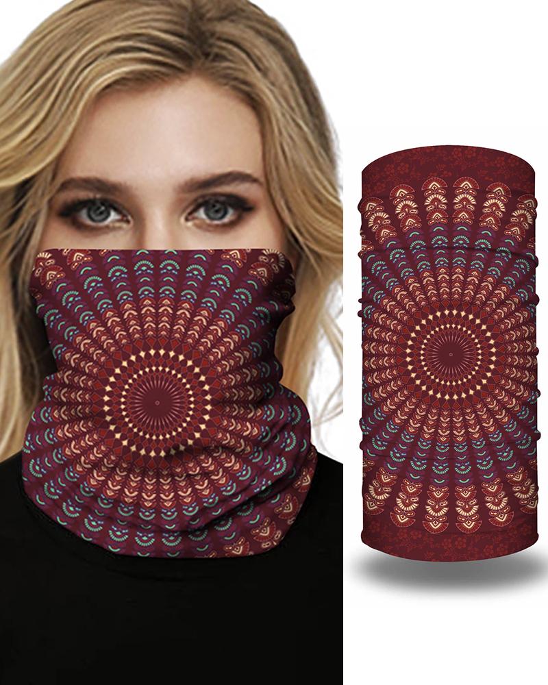 

Print Face Bandana Magic Scarf Headwrap Balaclava, Wine red