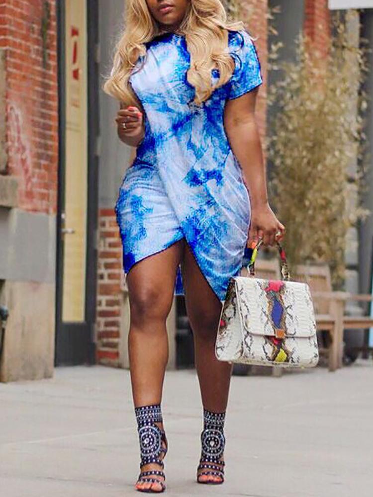 

Solid Crisscross Irregular Mini Dress