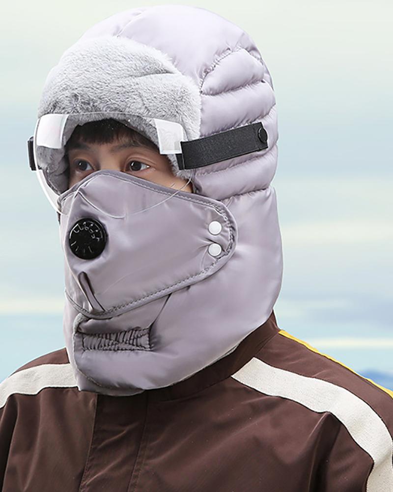 

Windproof Winter Bandana With Eyes Shield & Vavle Face Mask, Gray