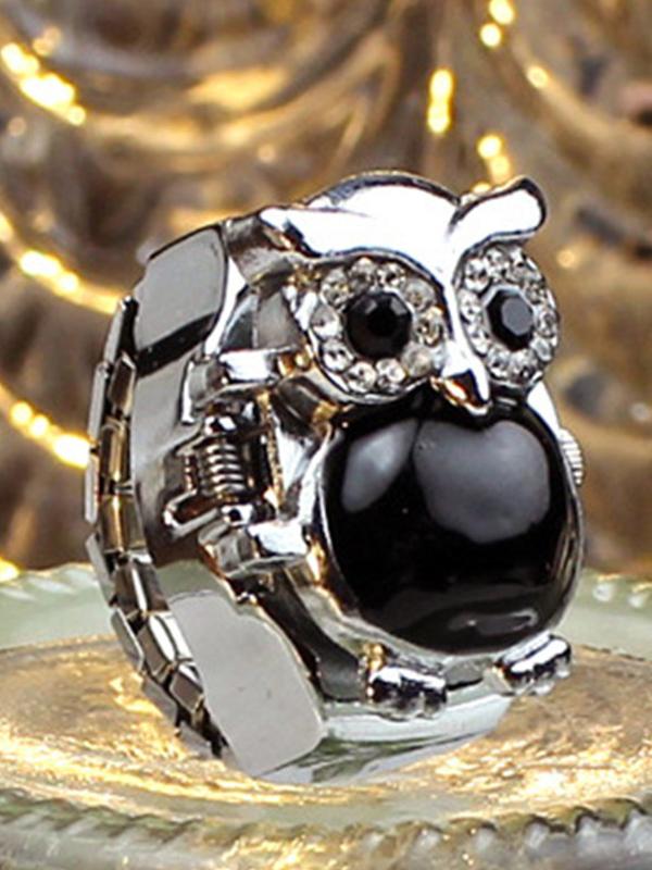 

2015 Hot Sale New Arrival Creative Women Fashion Watch Lady Girl Steel Quartz Finger Ring With-watch Retro Owl Finger Watch, Red;pink;white;black;purple