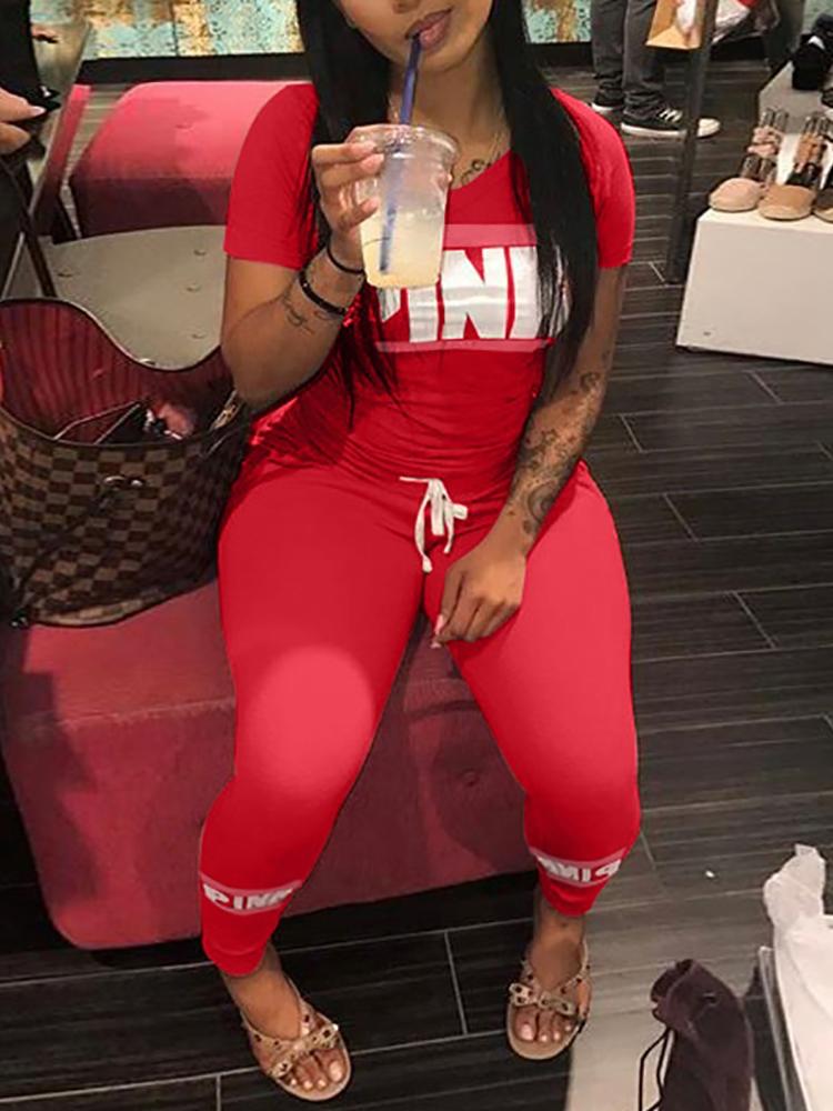 

Letter Print Drawstring Sports Sets