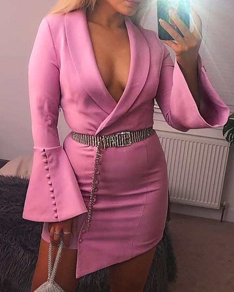 

Bell Cuff Buttoned Blazer Dress, Pink