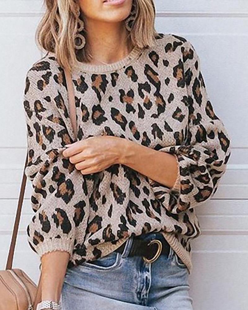 

Camouflage Long Sleeve Casual Sweater, Apricot