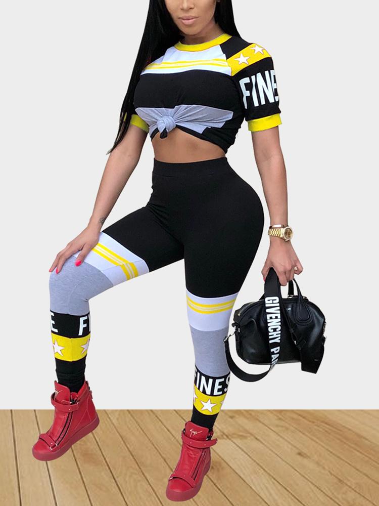 

Color Block Star Pattern Finesse Pants Set