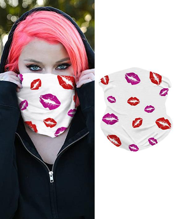 

Lips Print Breathable Face Bandana Magic Scarf Headwrap Balaclava, White