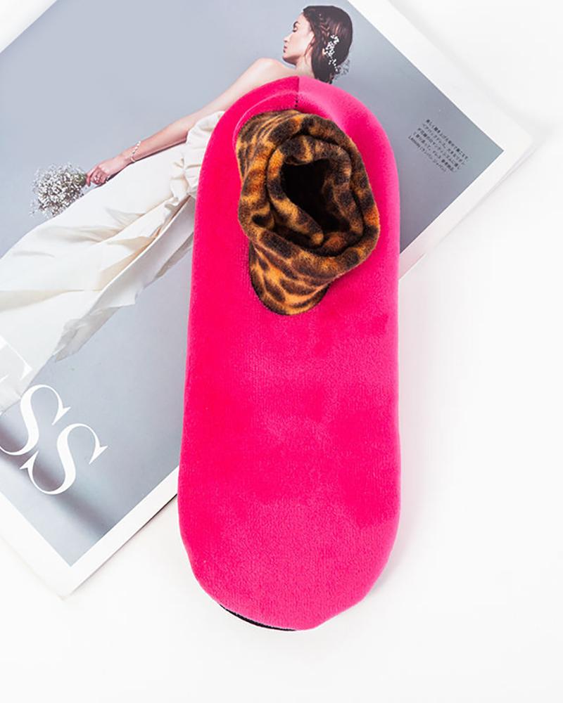 

Cheetah Indoor Non-slip Thermal Socks, Hot pink