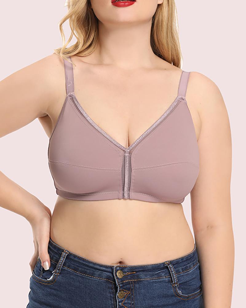 

Plus Size Plain Spaghetti Strap Bra, Purple