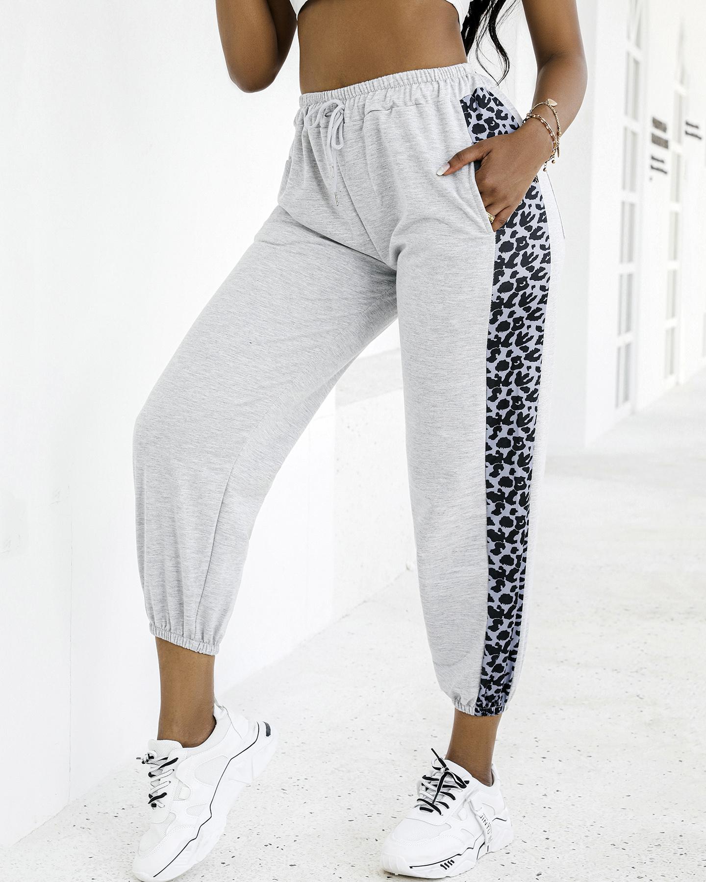 

Colorblock Drawstring Pocket Design Pants, Gray